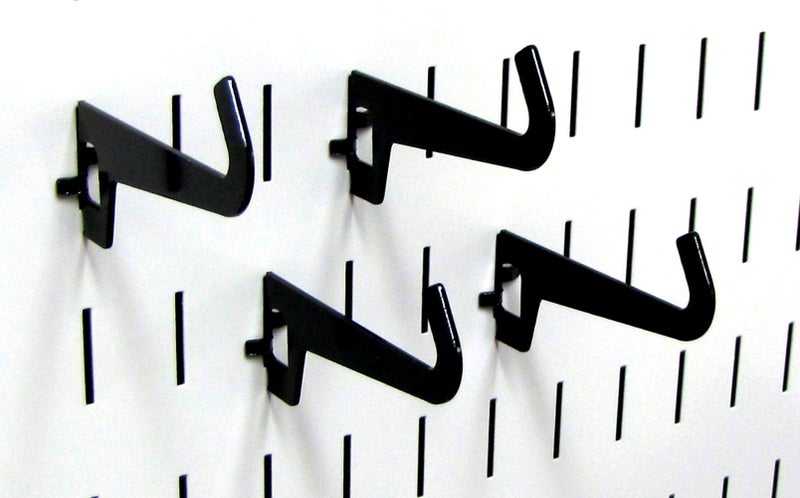 Wall Control 3-1/2in Reach Curved Tip Slotted Hook Pack - Slotted Metal Pegboard Hooks Pegboard and Slotted Tool Board - Black - Image 1